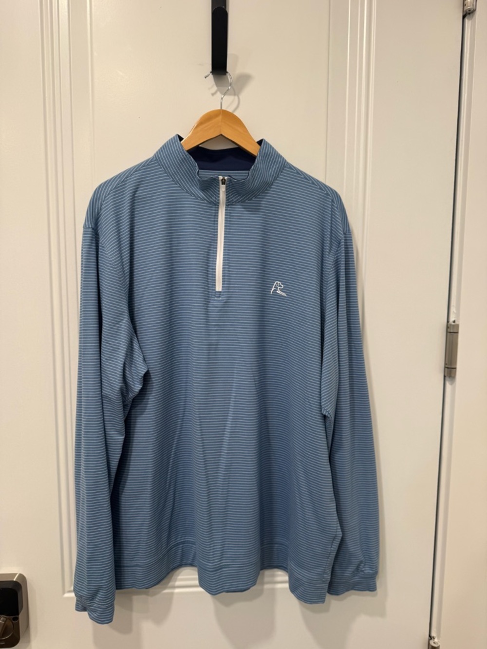 Rhoback Navy and Light Blue Striped Half-Zip Pullover
